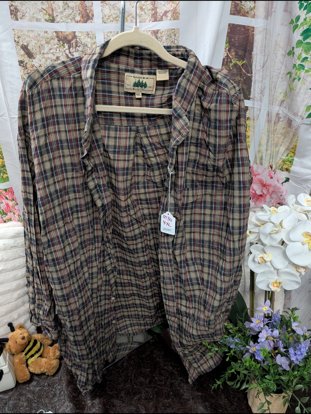 Checked Button-Down Shirt - Brown Plaid